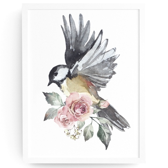 Other - Chickadee Cute Bird Wall Art Print Poster Illustration Unframed
